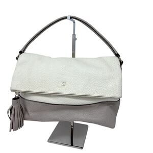 Kate Spade  Southport Avenue Cream Gray Cow Leather Crossbody Purse Handbag READ